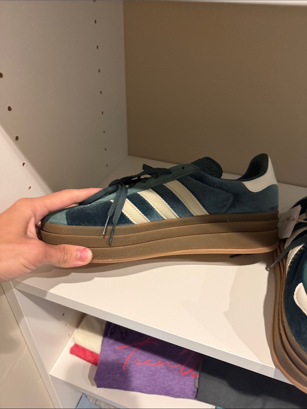 adidas Teal and Dark Teal Suede Sneakers with Gum Sole - Picture 7 of 7